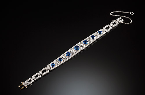 Art Deco Tiffany and Co diamond and sapphire bracelet from the Great Gatsby era