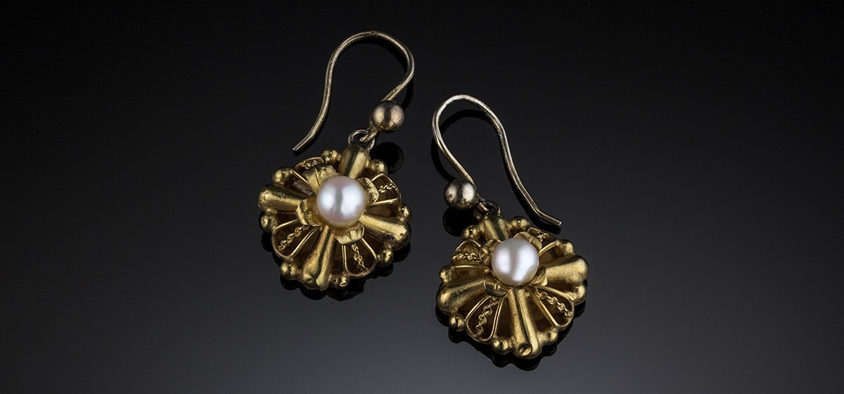 Early twentieth century pearl and 18ct. gold drop earrings