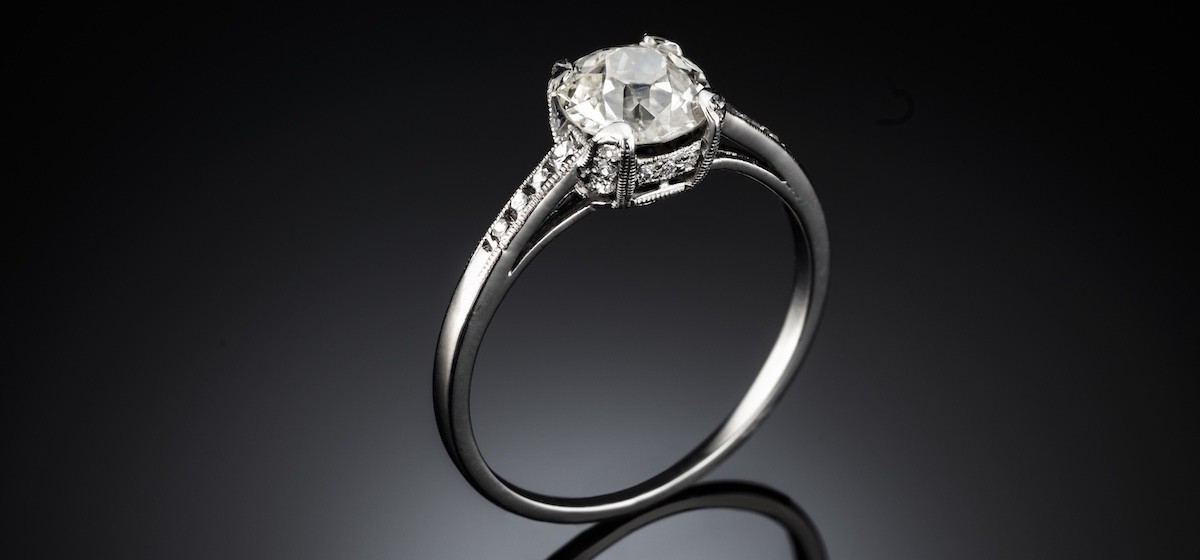 Edwardian solitaire old european cut diamond ring