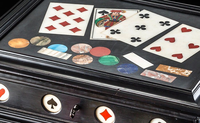 An antique nineteenth century large ebony and pietra dura Florentine casket