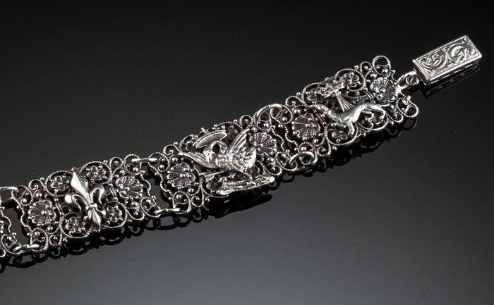 Historic French Silver Bracelet 1880s Anne De Bretange Louis -  Israel