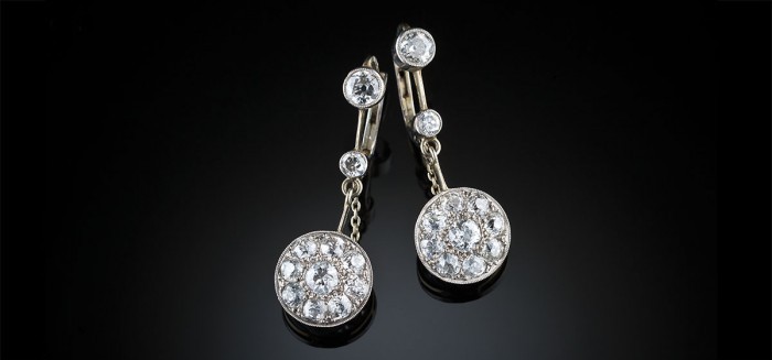 Art Deco Diamond Drop Earrings  Kozminsky Studio