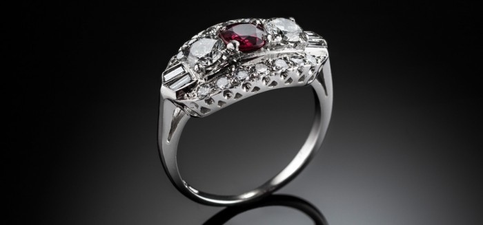 Wire Ring Three – Ruby and Diamond