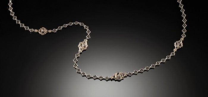 FRENCH NEO GOTHIC SIVER AND GOLD LONG CHAIN